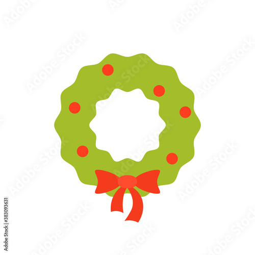 Simple christmas wreath flat icon. Clipart image isolated on white background.