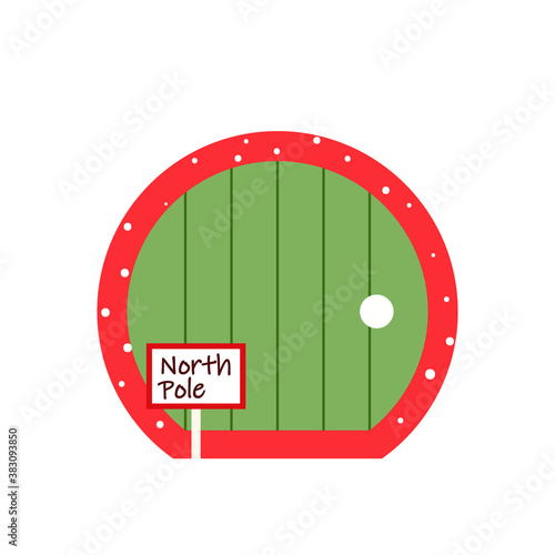 Green elf door icon. Clipart image isolated on white background.