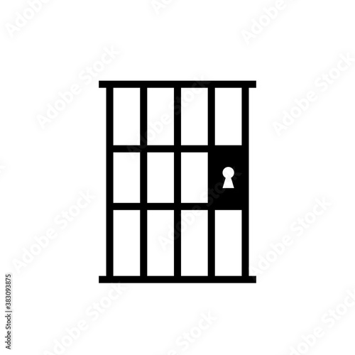 Jail cell door silhouette icon. Clipart image isolated on white background.