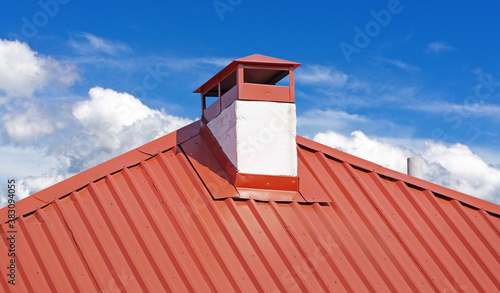 Tablou pe pânză chimney on the roof of the house on white