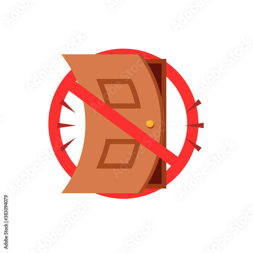 Stop slamming the door sign. Clipart image.