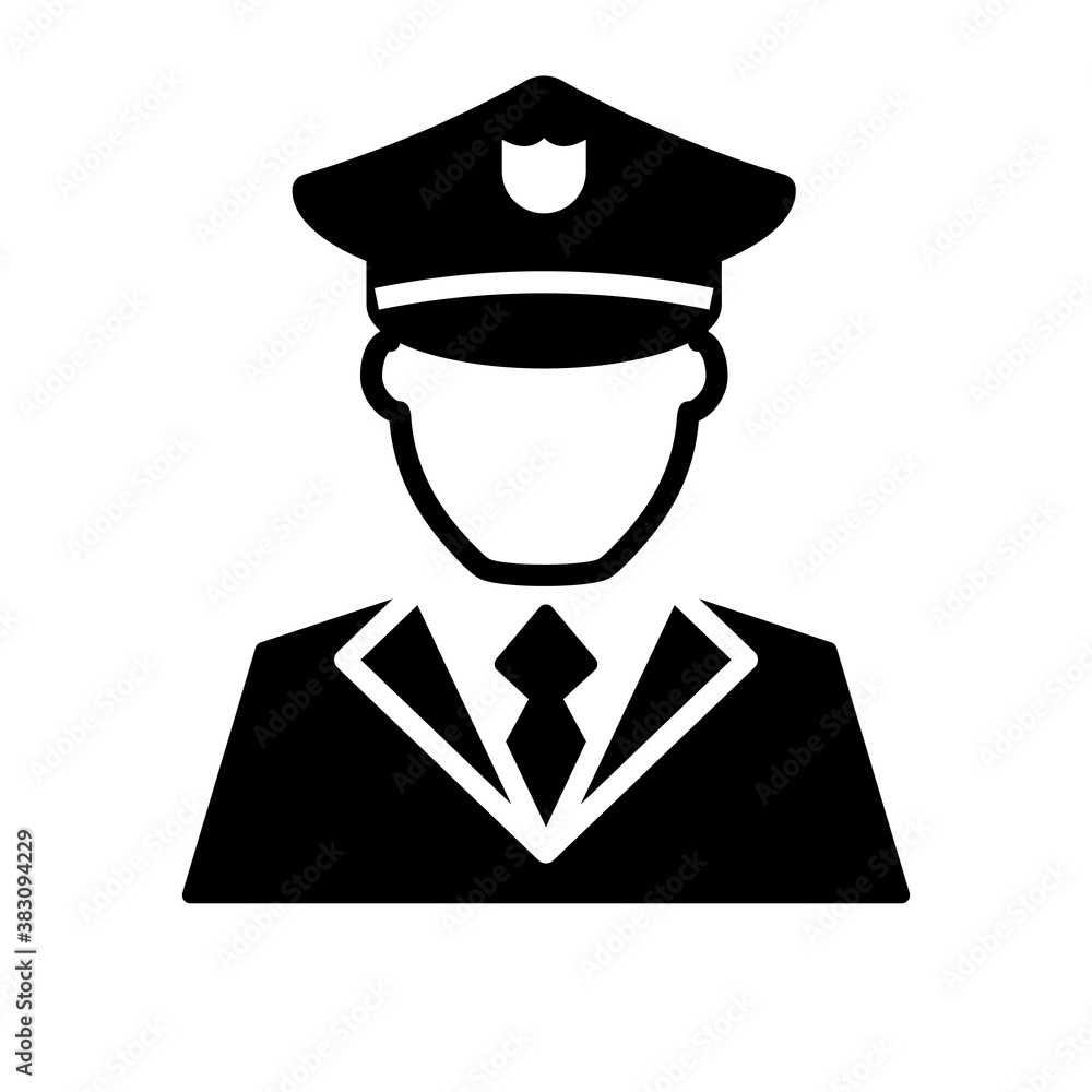 Police officer silhouette icon. Clipart image isolated on white background. Police officer silhouette icon. Clipart image isolated on white background.