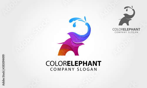 Fototapeta Naklejka Na Ścianę i Meble -  Color Elephant Vector Logo Template on white background. This logo a professional clean and elegant can be used for design studios, agencies architectural, marketing, software development and app, etc