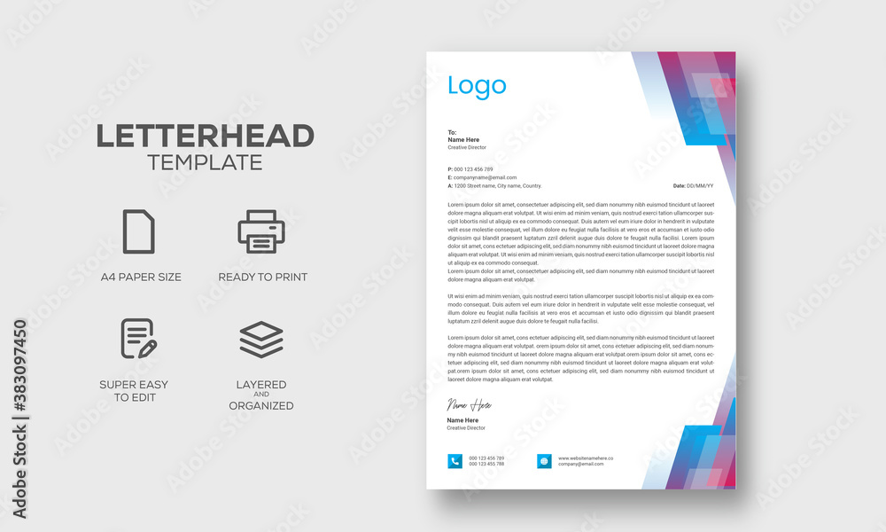 Abstract Business Letterhead Design Modern print ready Template office stationary