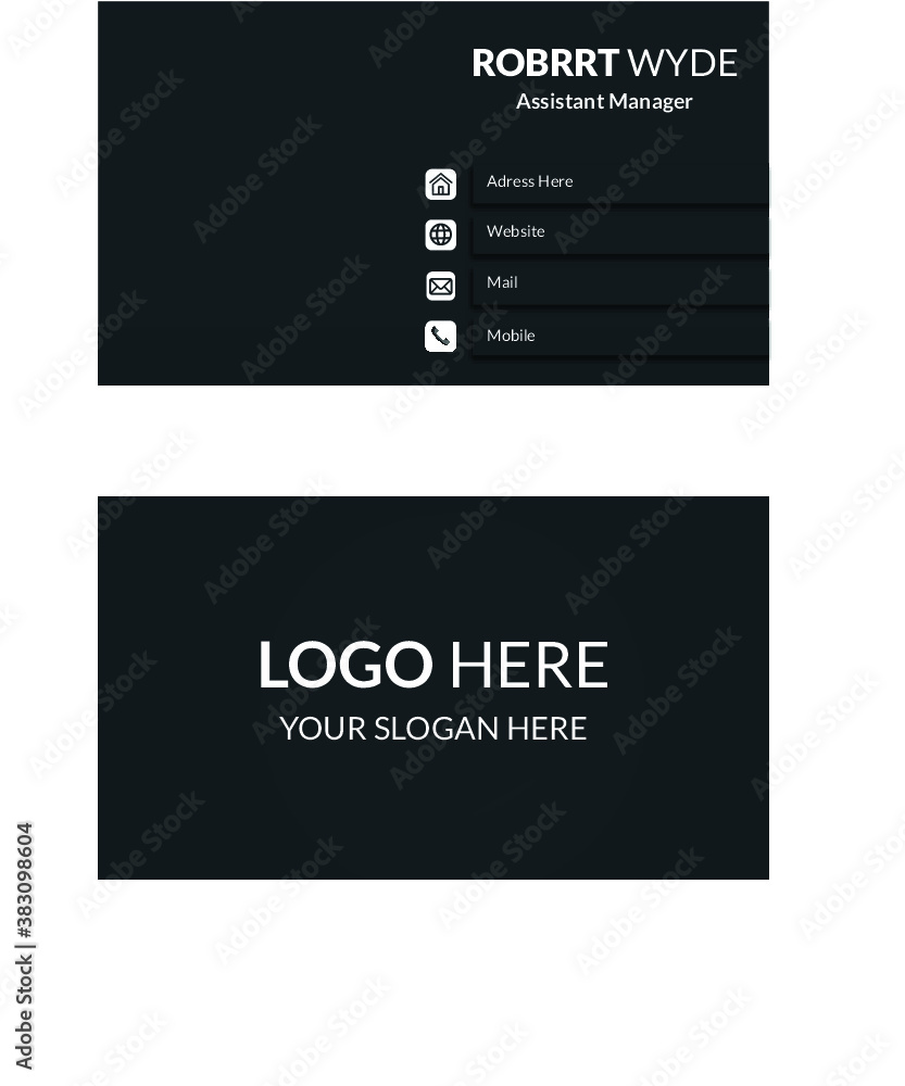 Simple business card design. It is suitable for any company or person. It designed in Adobe Illustrator CC 2017.