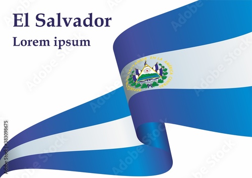 Flag of El Salvador, Republic of El Salvador. Bright, colorful vector illustration. photo