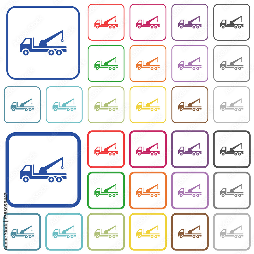 Crane truck outlined flat color icons Crane truck outlined flat color icons