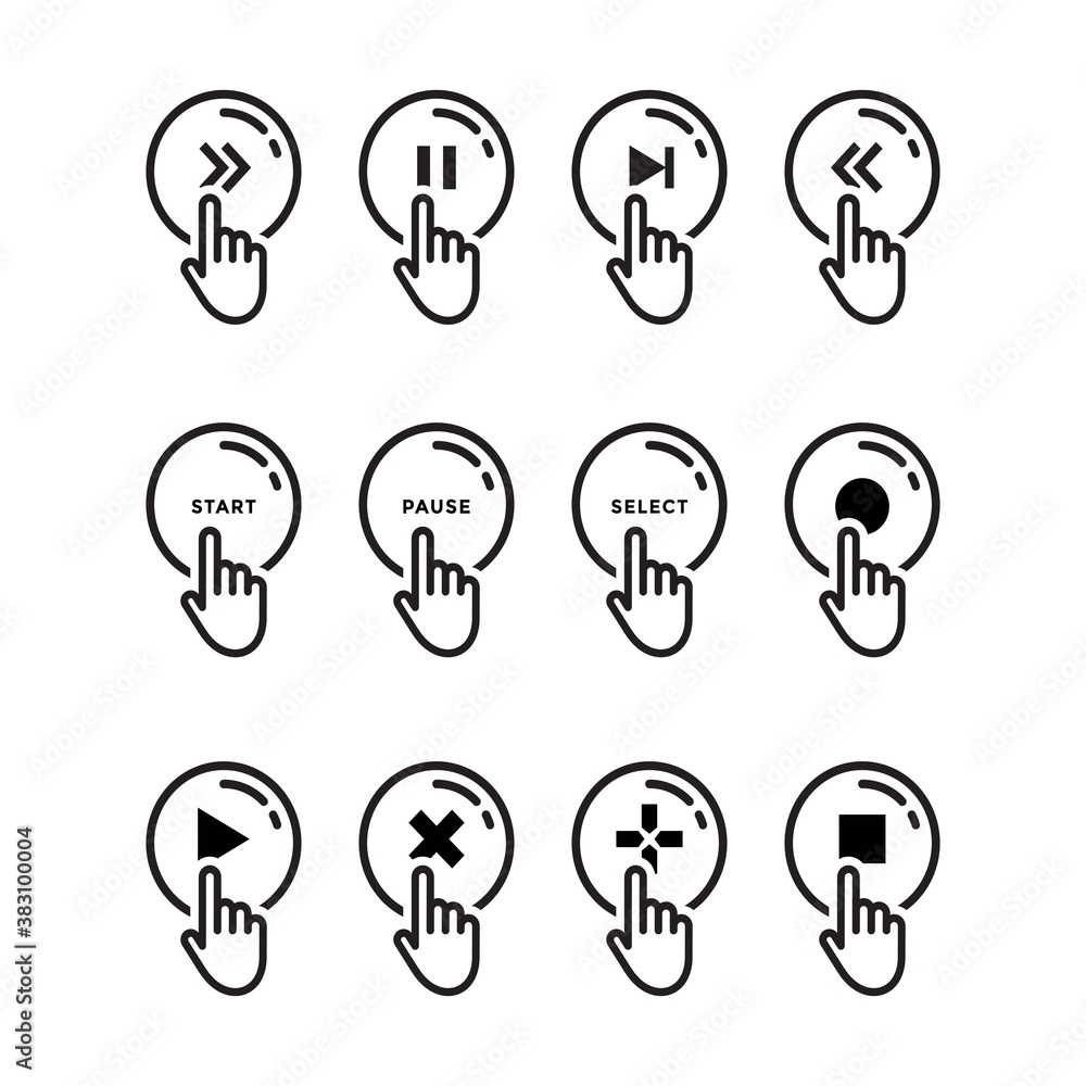 Media Player Icons set. Vector for design. Player icon logo template Media Player Icons set. Vector for design. Player icon logo template