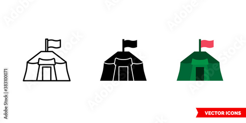 Military base icon of 3 types color, black and white, outline. Isolated vector sign symbol.