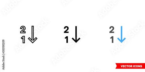Numeric icon of 3 types color, black and white, outline. Isolated vector sign symbol.