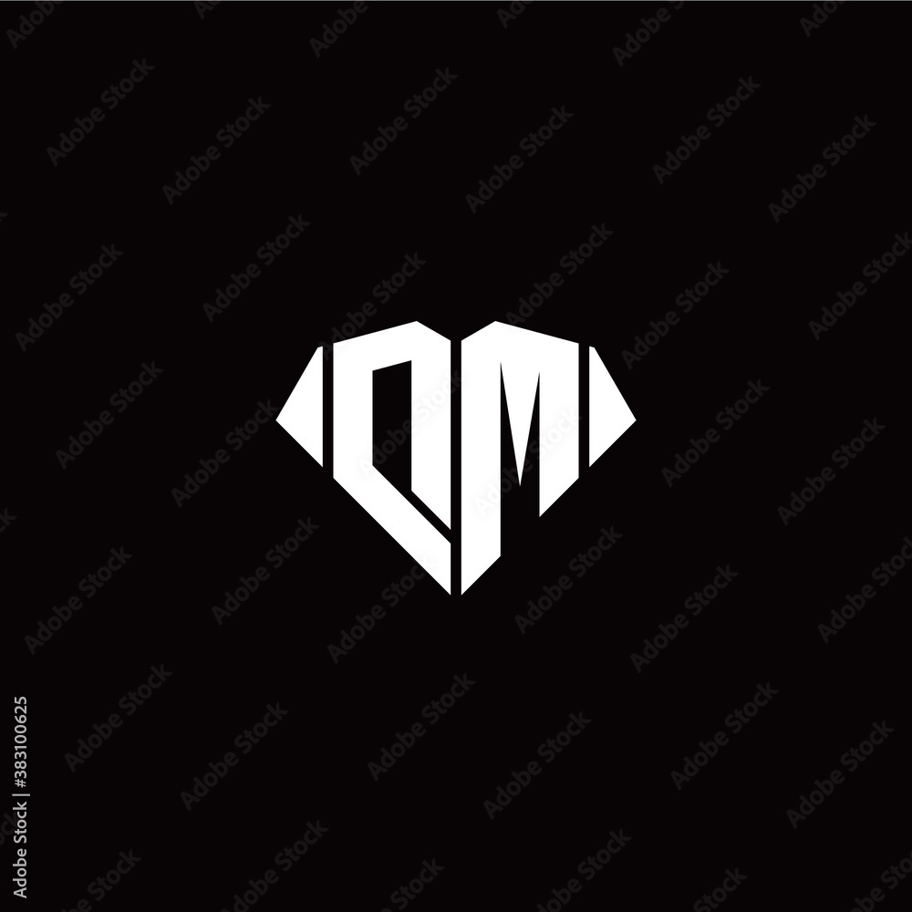 Obraz premium D M initial letter with diamond shape origami style logo template vector