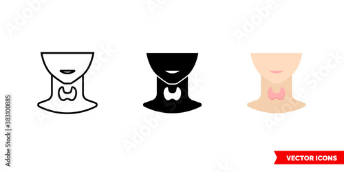 Thyroid icon of 3 types color, black and white, outline. Isolated vector sign symbol.