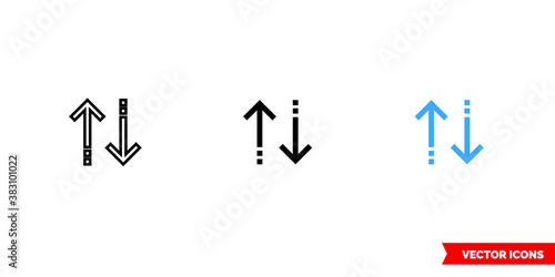 Up down arrow icon of 3 types color  black and white  outline. Isolated vector sign symbol.