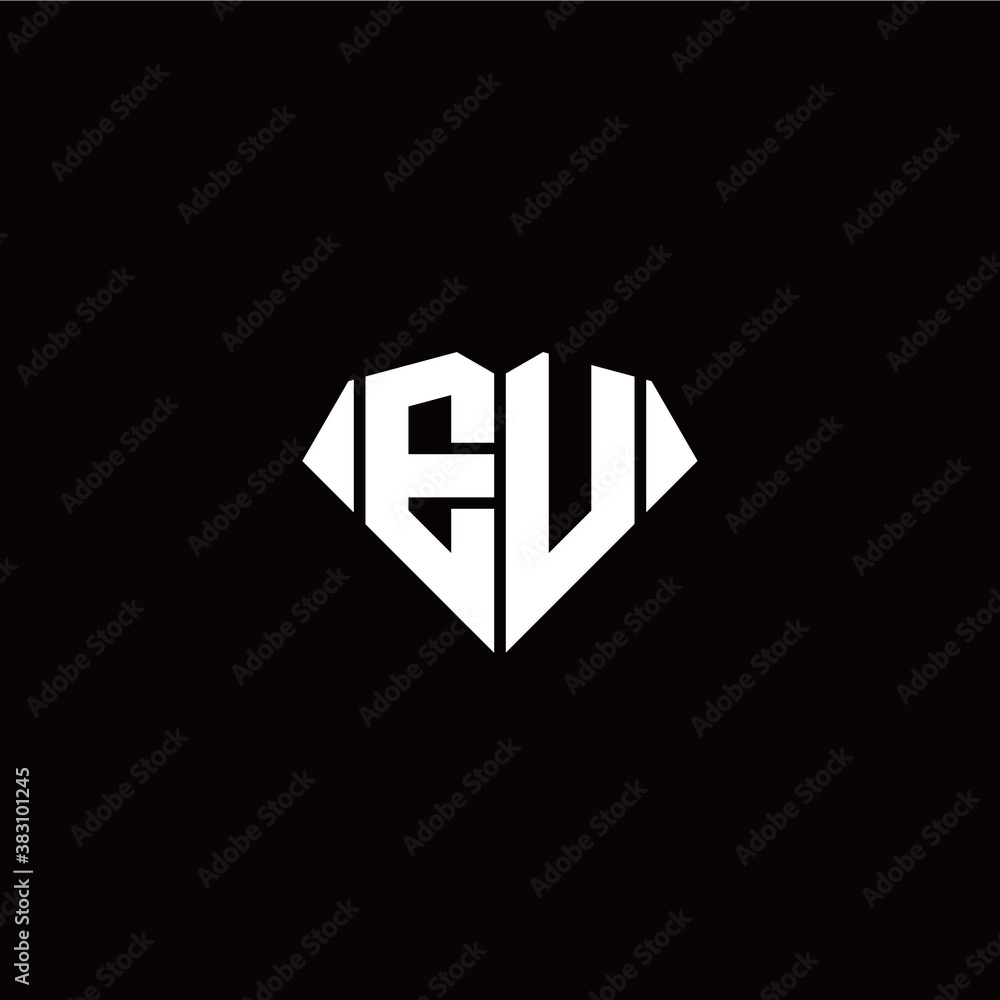 E U initial letter with diamond shape origami style logo template vector E U initial letter with diamond shape origami style logo template vector