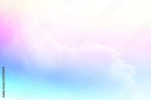 Colorful sky with Soft clouds. Fantasy magical sunny sky pastel background is fluffy white cloud. Freedom wallpaper concept. Sweet color dream. © kikk