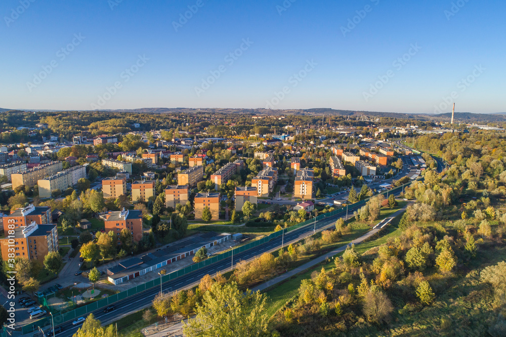 Gorlice, panorama miasta z lotu ptaka