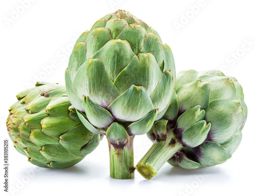 Artichoke flower edible buds isolated on white background. photo