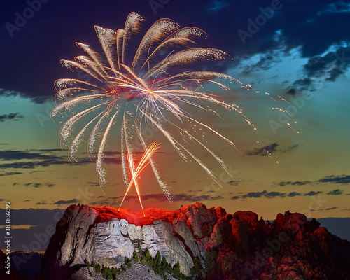fireworks over Mount Rushmore