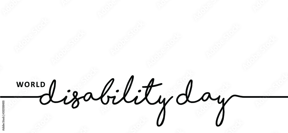 Slogan World Disability Day. 3 december. International day of persons with disabilities. Sign for people with a handicap, wheelchair, cripple, blind, deaf, invalid physical problem. Vector quote icon.