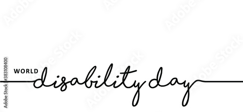 Slogan World Disability Day. 3 december. International day of persons with disabilities. Sign for people with a handicap, wheelchair, cripple, blind, deaf, invalid physical problem. Vector quote icon.