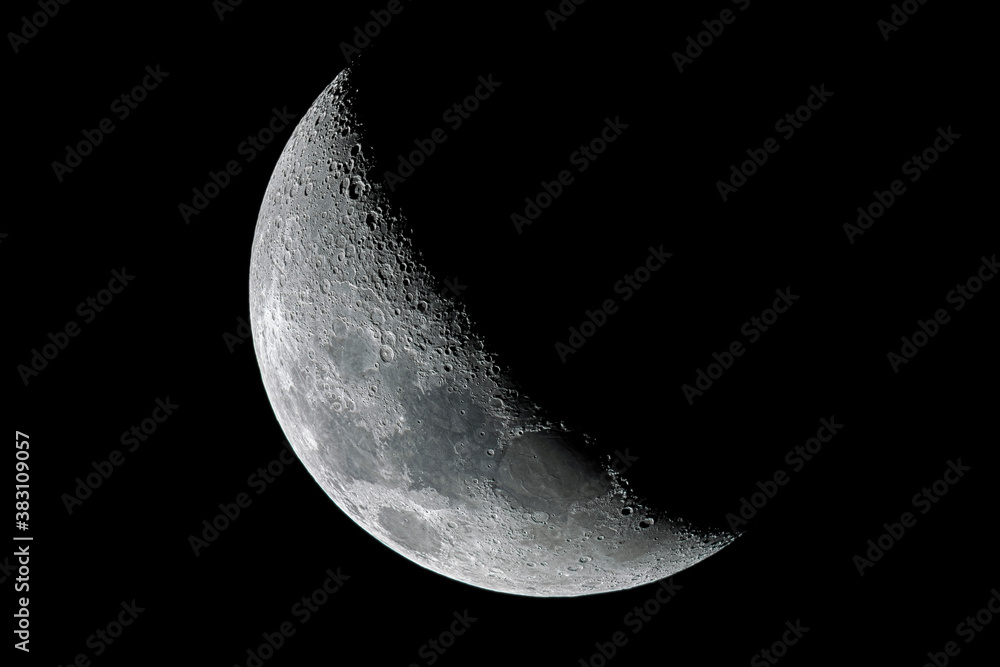 Waxing crescent moon as seeing from the southern hemisphere. Amazing