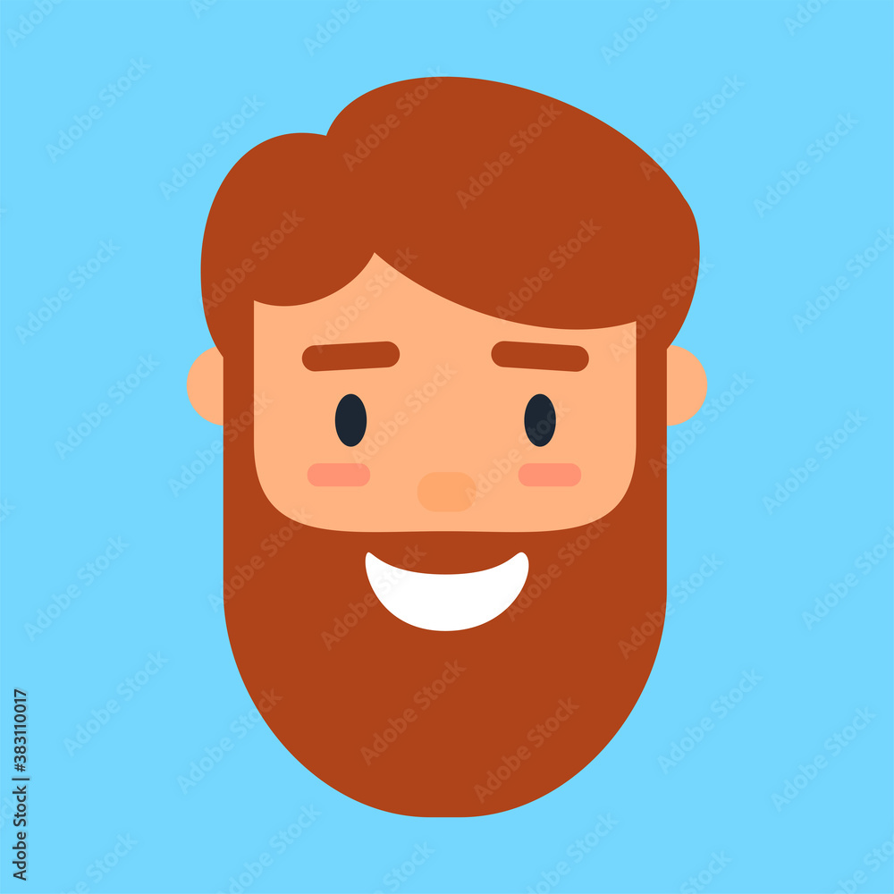 Cartoon avatar of smiling beard man, profile icon