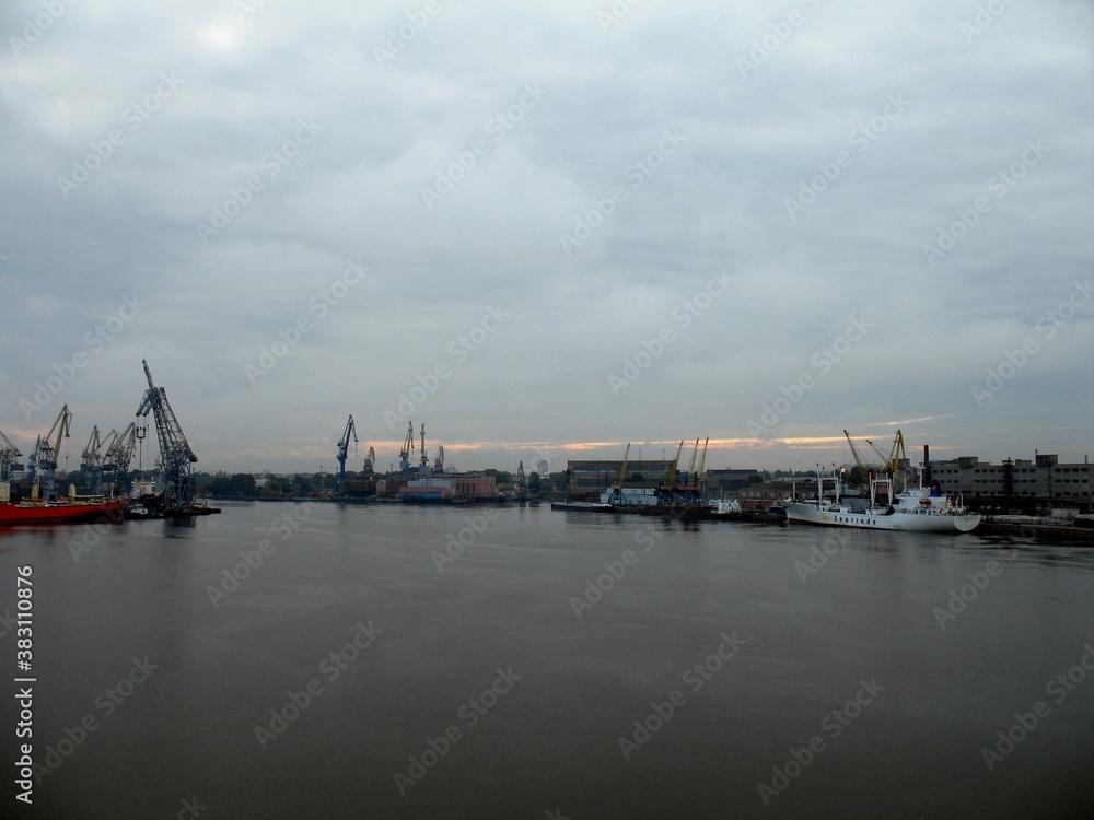 Sea port of Saint Petersburg on an autumn morning