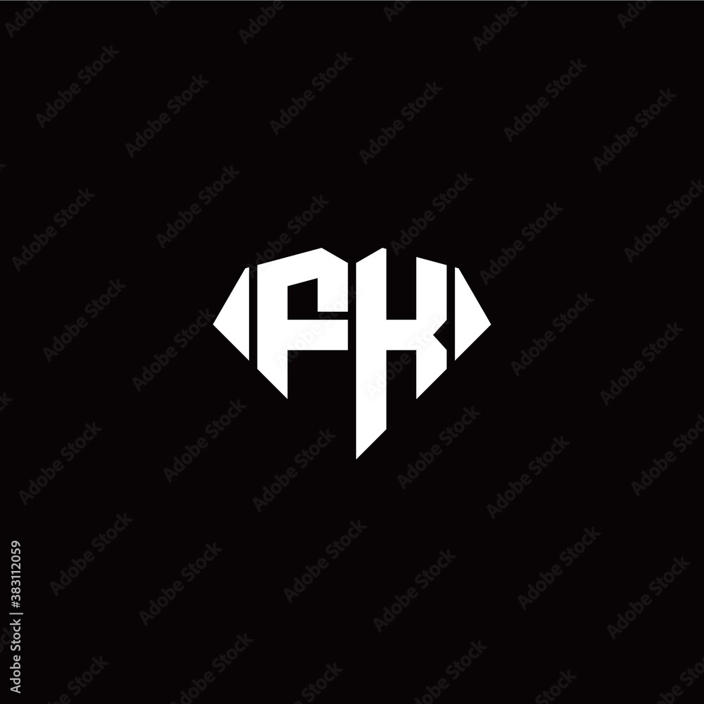 Fototapeta premium F K initial letter with diamond shape origami style logo template vector
