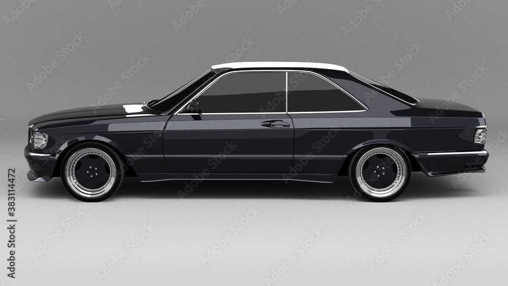 black car studio 3d rendering