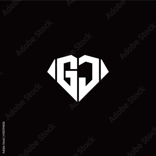 G J initial letter with diamond shape origami style logo template vector