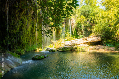 Kursunlu waterfall near Antalya city in Turkey  beautiful nature travel background  autumn time