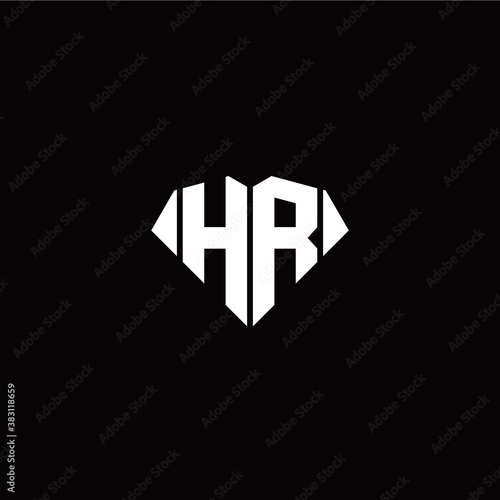 Fototapeta premium H R initial letter with diamond shape origami style logo template vector