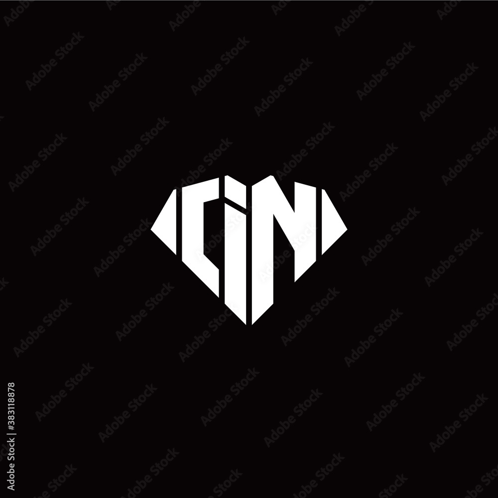 I N initial letter with diamond shape origami style logo template vector I N initial letter with diamond shape origami style logo template vector