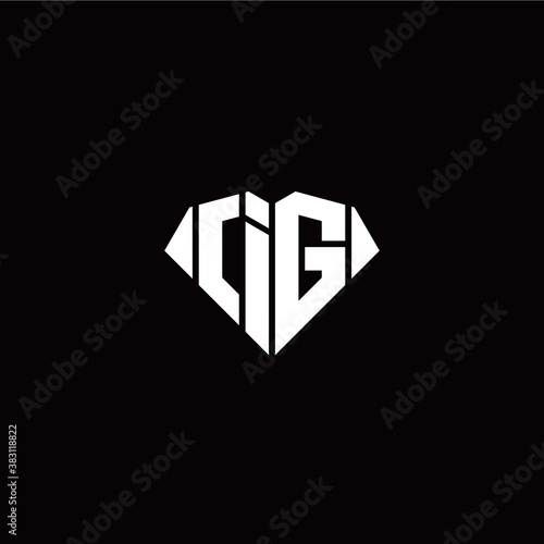 I G initial letter with diamond shape origami style logo template vector