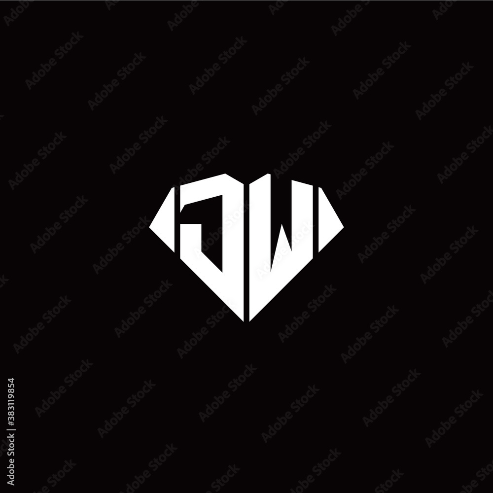 J W initial letter with diamond shape origami style logo template vector J W initial letter with diamond shape origami style logo template vector