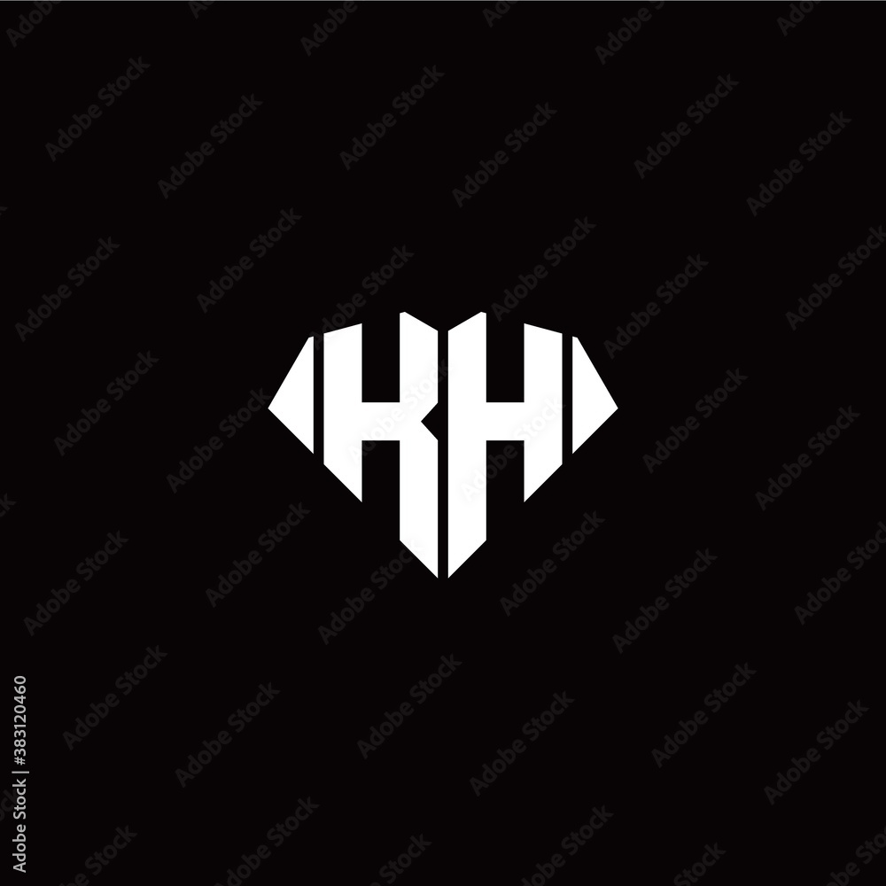 K H initial letter with diamond shape origami style logo template vector K H initial letter with diamond shape origami style logo template vector