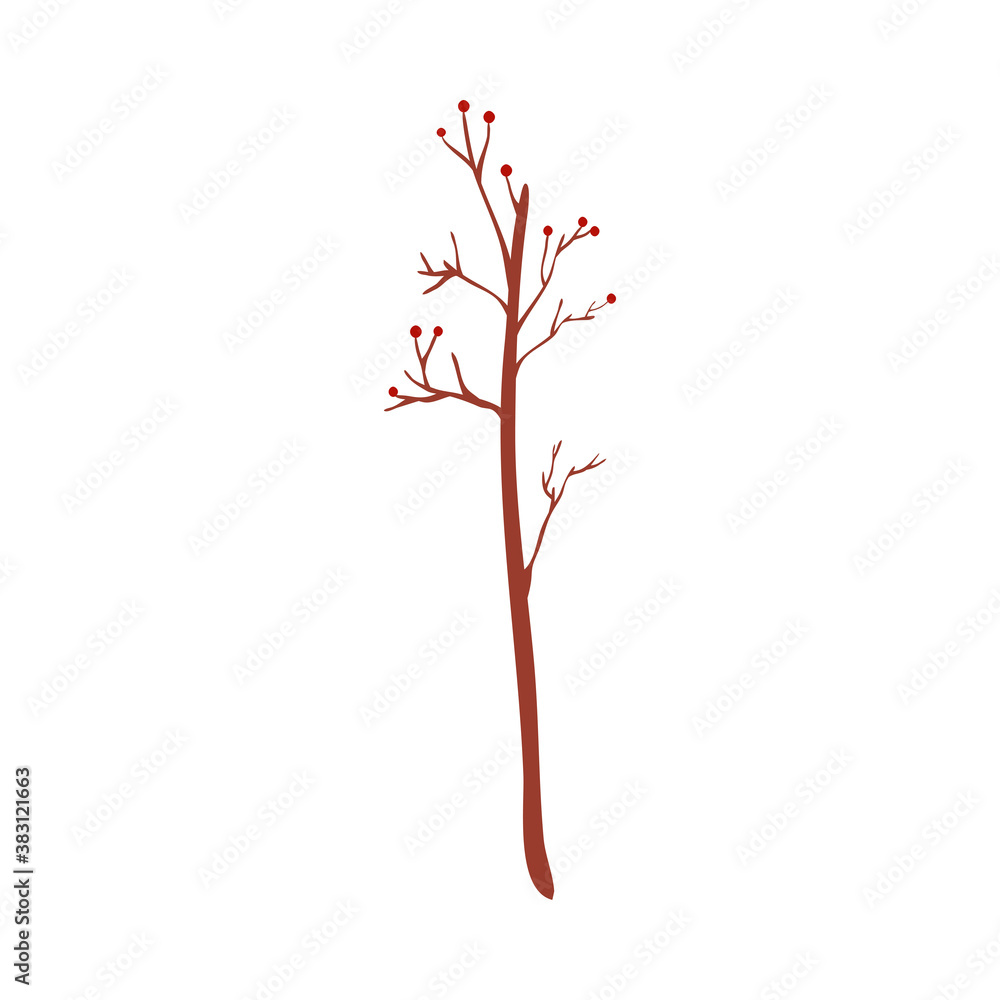 Fototapeta premium Silhouette of dry autumn seasonal elegant tree with leaves