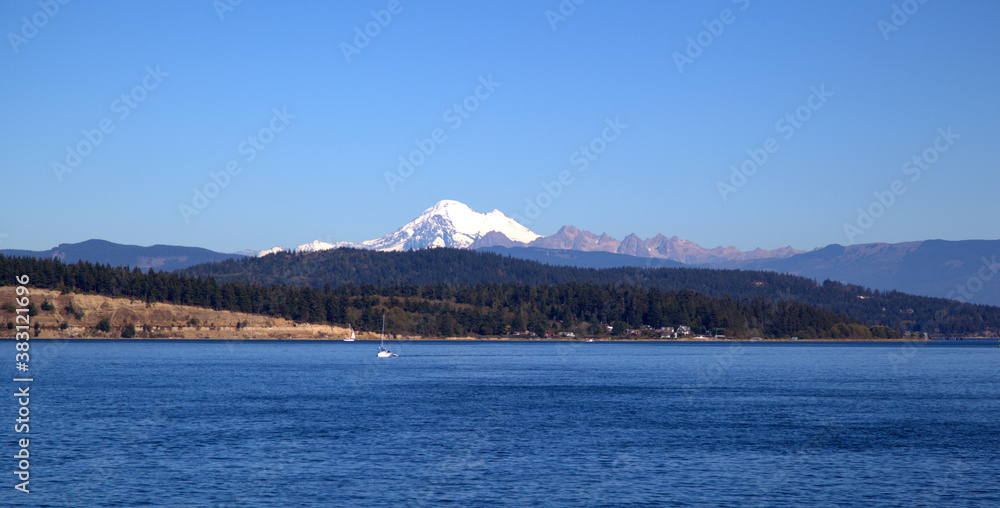 Mt Baker and San Juan Islands Landscape from the Salish Sea, Washington - USA