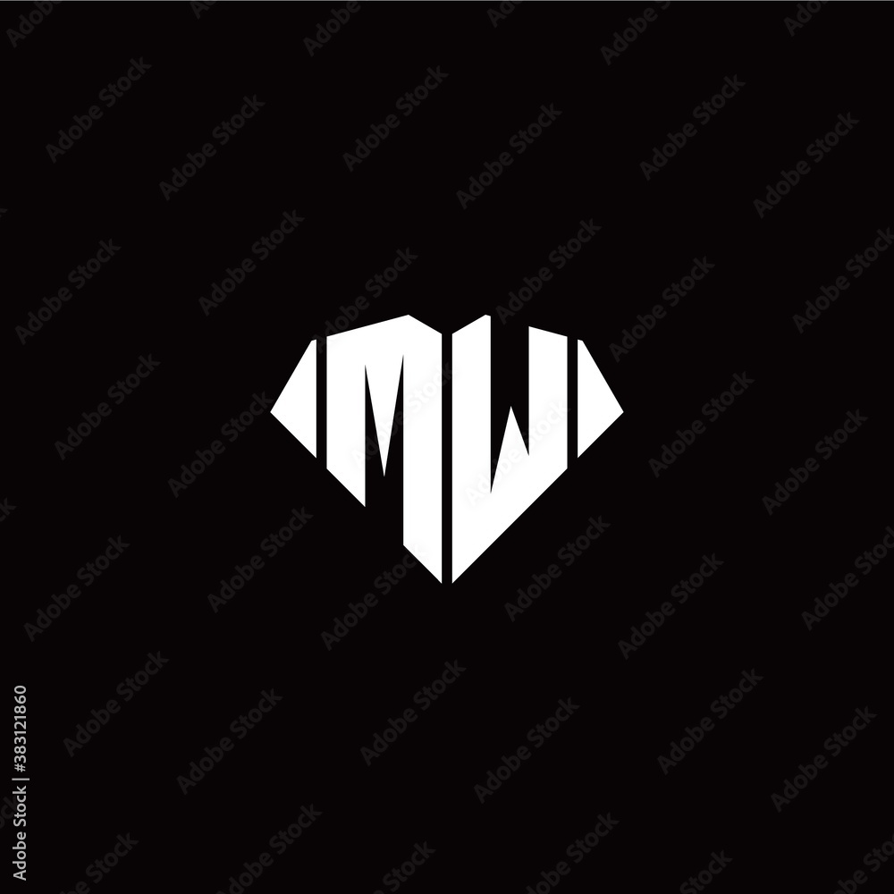 M W initial letter with diamond shape origami style logo template vector M W initial letter with diamond shape origami style logo template vector