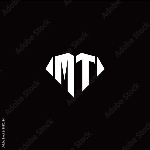 M T initial letter with diamond shape origami style logo template vector