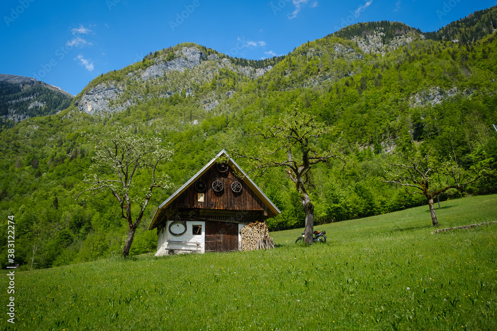 Old house in Voje valley in Slovenia