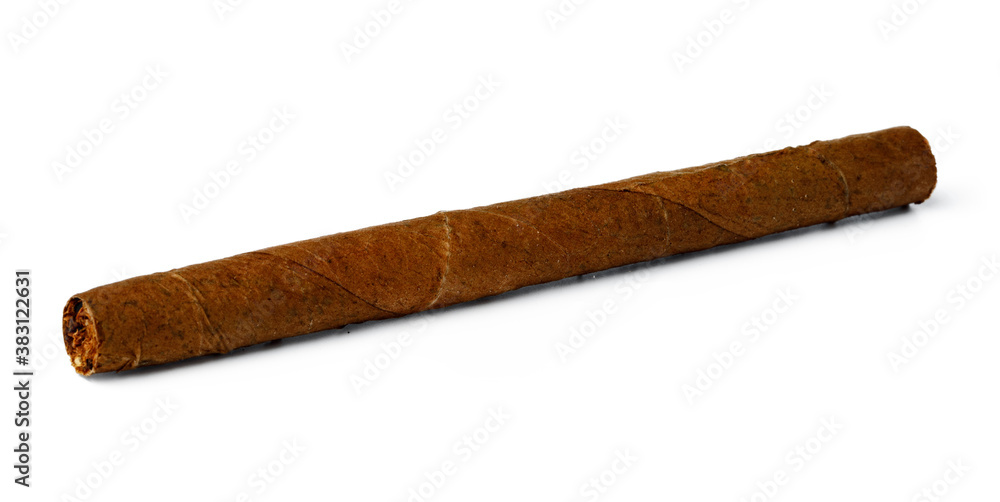One hand rolled cigar isolated on white One hand rolled cigar isolated on white