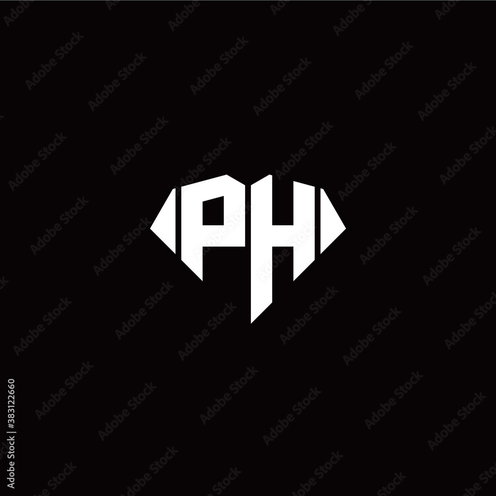 P H initial letter with diamond shape origami style logo template vector P H initial letter with diamond shape origami style logo template vector