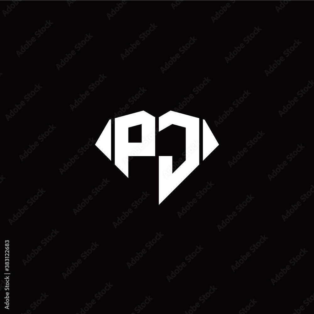 Fototapeta premium P J initial letter with diamond shape origami style logo template vector