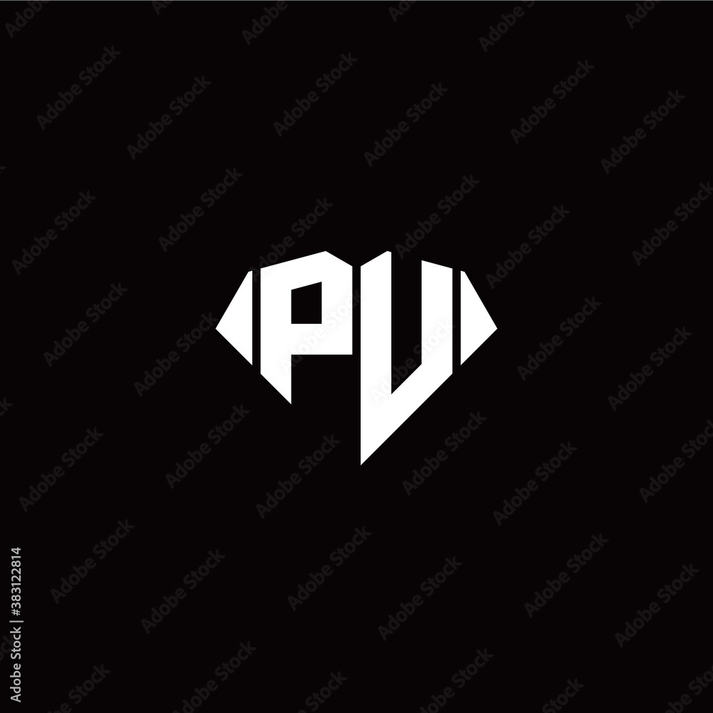 P U initial letter with diamond shape origami style logo template vector P U initial letter with diamond shape origami style logo template vector