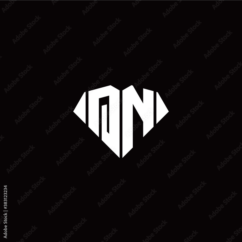 Q N initial letter with diamond shape origami style logo template vector Q N initial letter with diamond shape origami style logo template vector