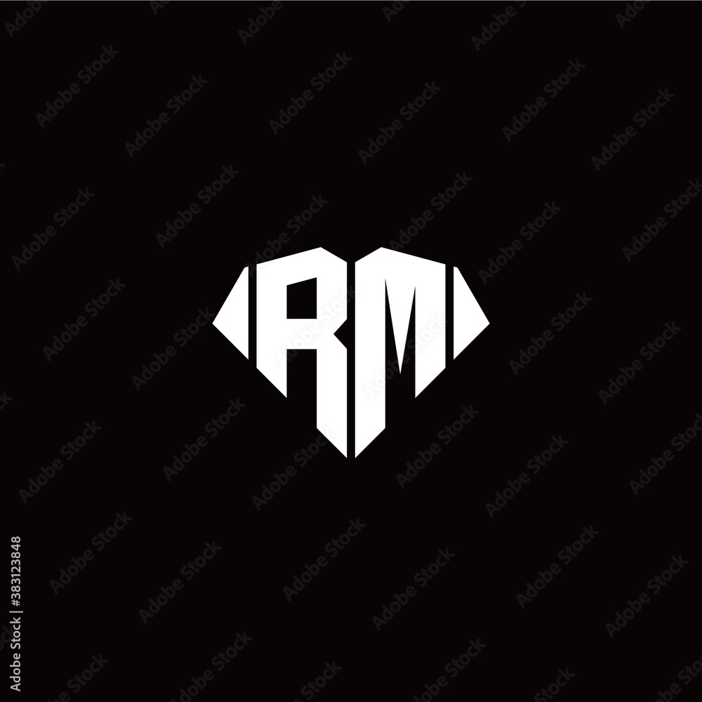 R M initial letter with diamond shape origami style logo template vector R M initial letter with diamond shape origami style logo template vector
