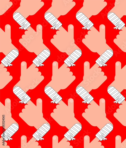 Bandaged finger pattern seamless. Injury finger background. vector texture