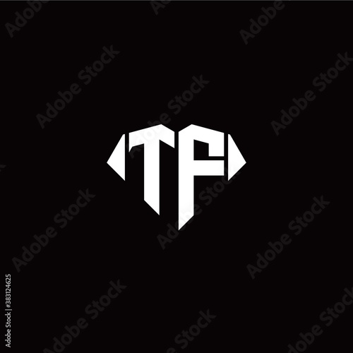 T F initial letter with diamond shape origami style logo template vector