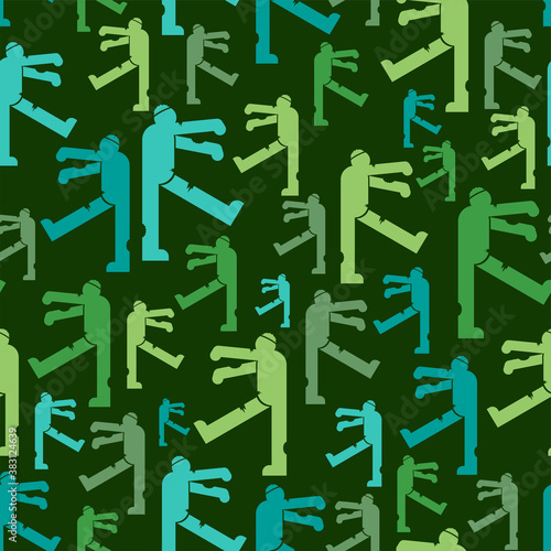 Zombie pattern seamless. Dead man monster walks background.